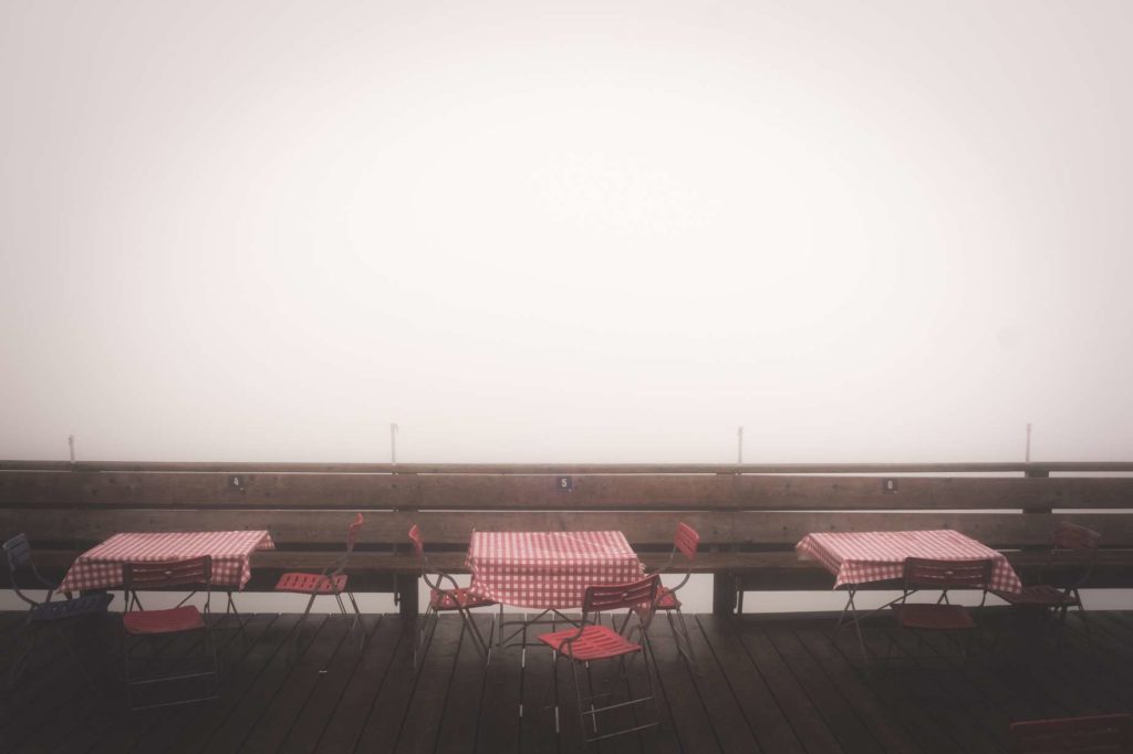 Deserted restaurant on the top of Schafberg