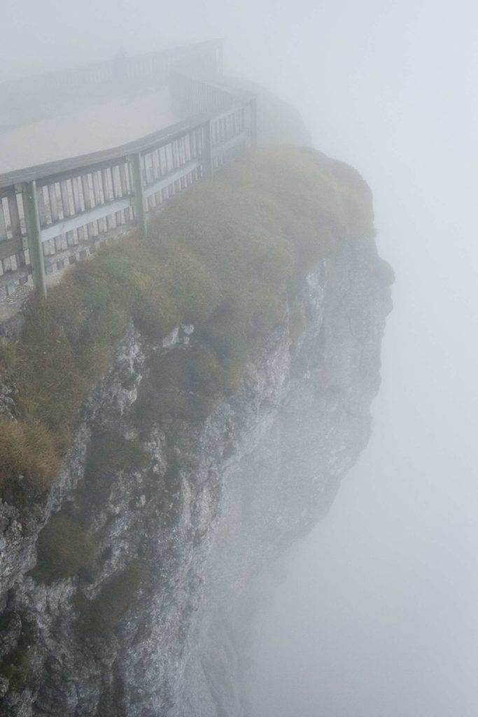 Looking over the top of foggy Schafberg