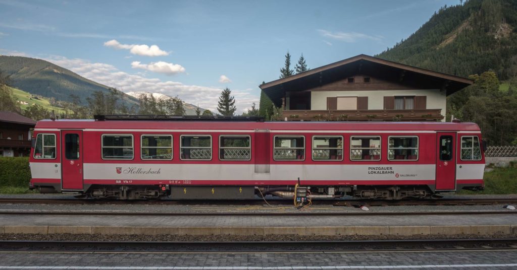 Pinzgauerbahn waiting at the Krimml train station