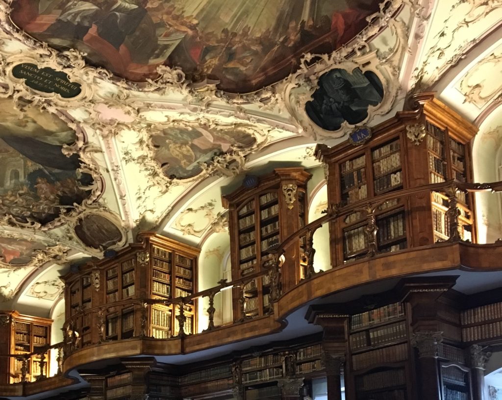 Stunning wooden bookshelves at abbey library St. Gallen