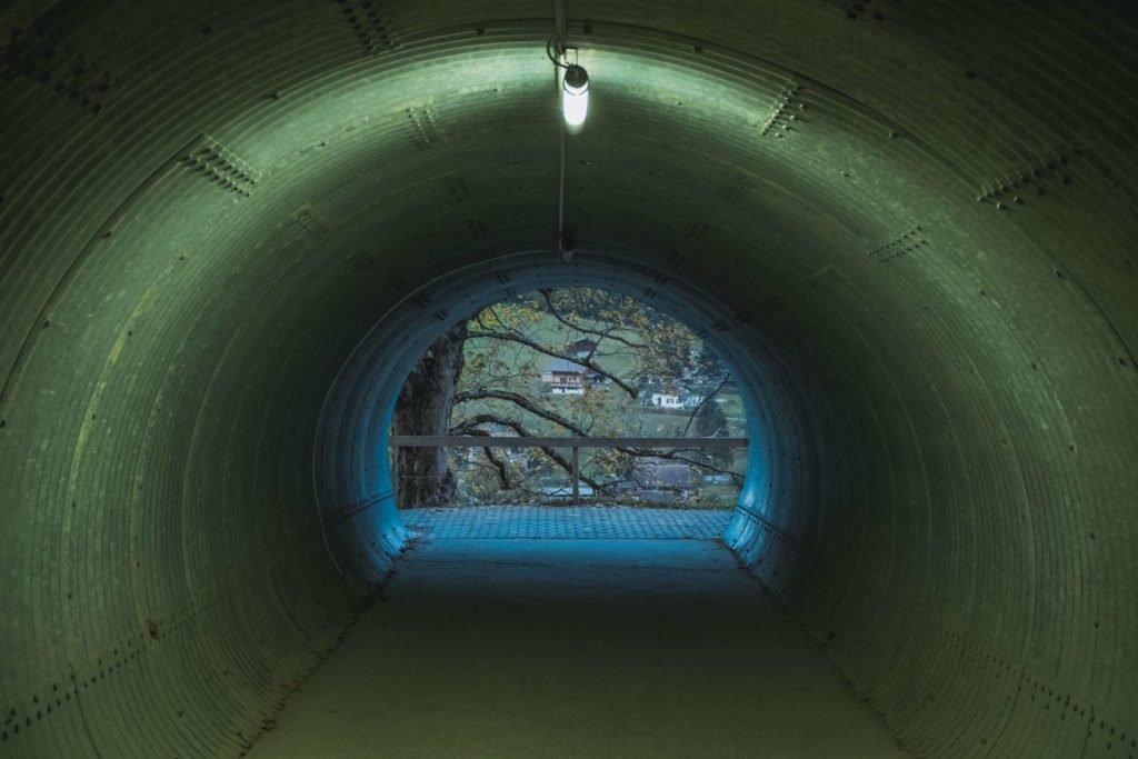 The tunnel to Staubbach waterfall