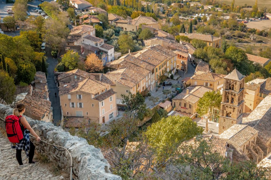 Caroline looking down on Moustiers-Sainte-Marie