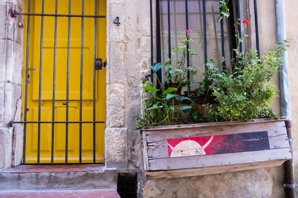 Cute plant box in front of Arles home