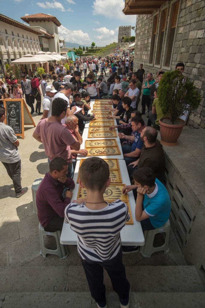 People playing chess during independence day at Rabati Castle