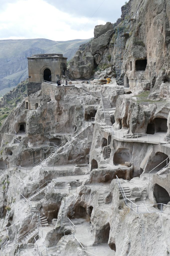 Close up shot of Vardzia in Samtskhe-Javakheti, Georgia