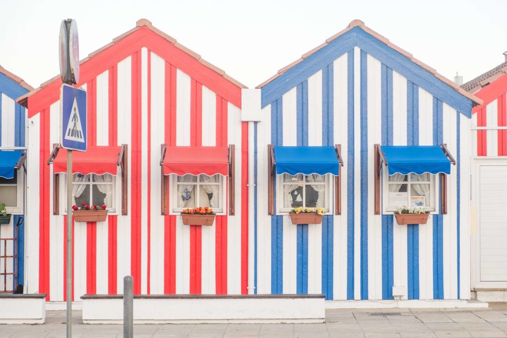 Candy striped houses in Costa Nova