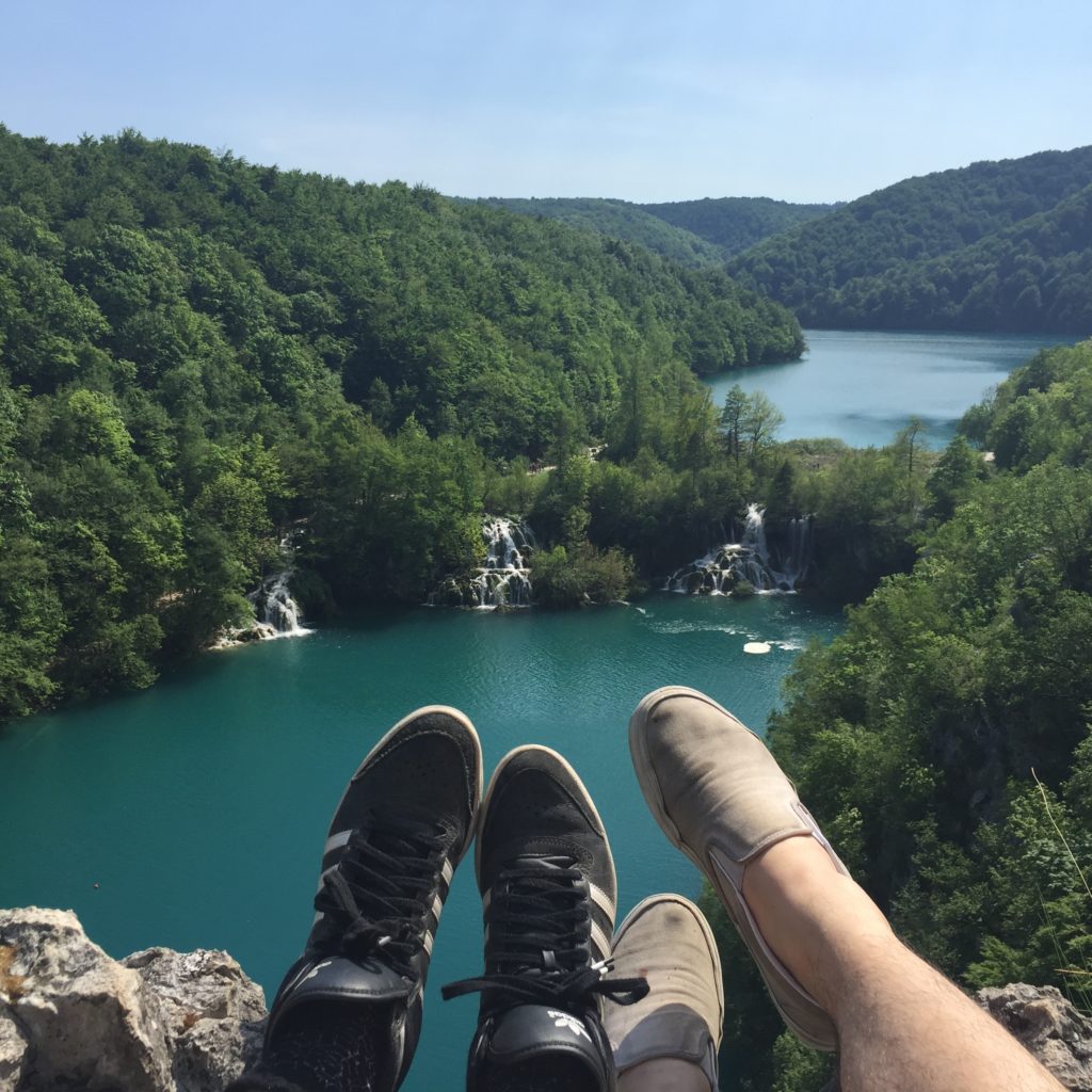 Aydin + Caroline soaking up the sunshine at Plitvice lakes