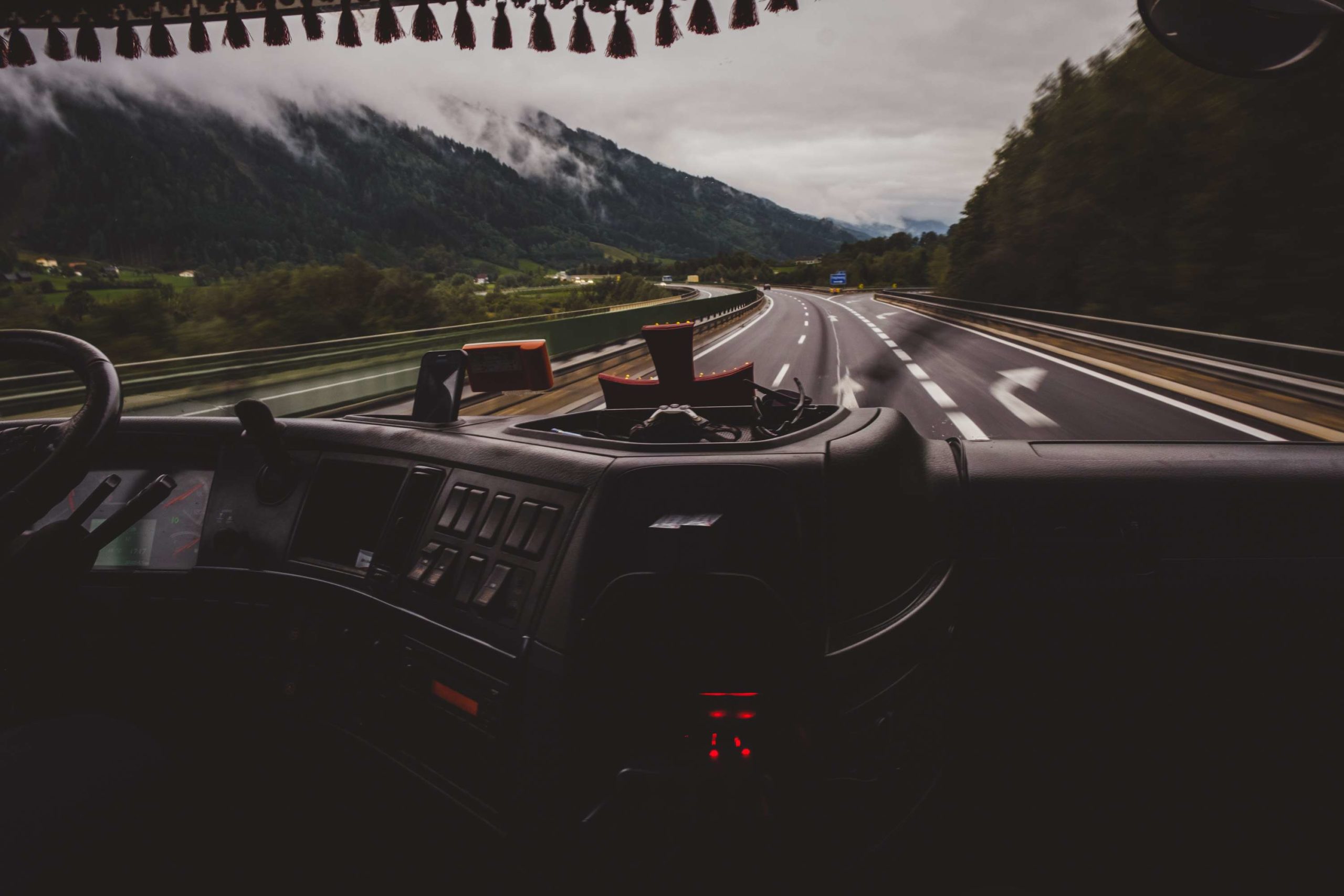 In the trucker cab with Erich