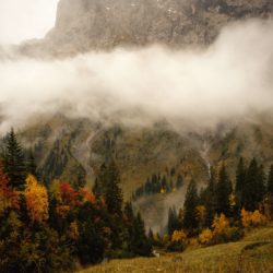 Clouds and waterfalls engulfing the Karwendel valley