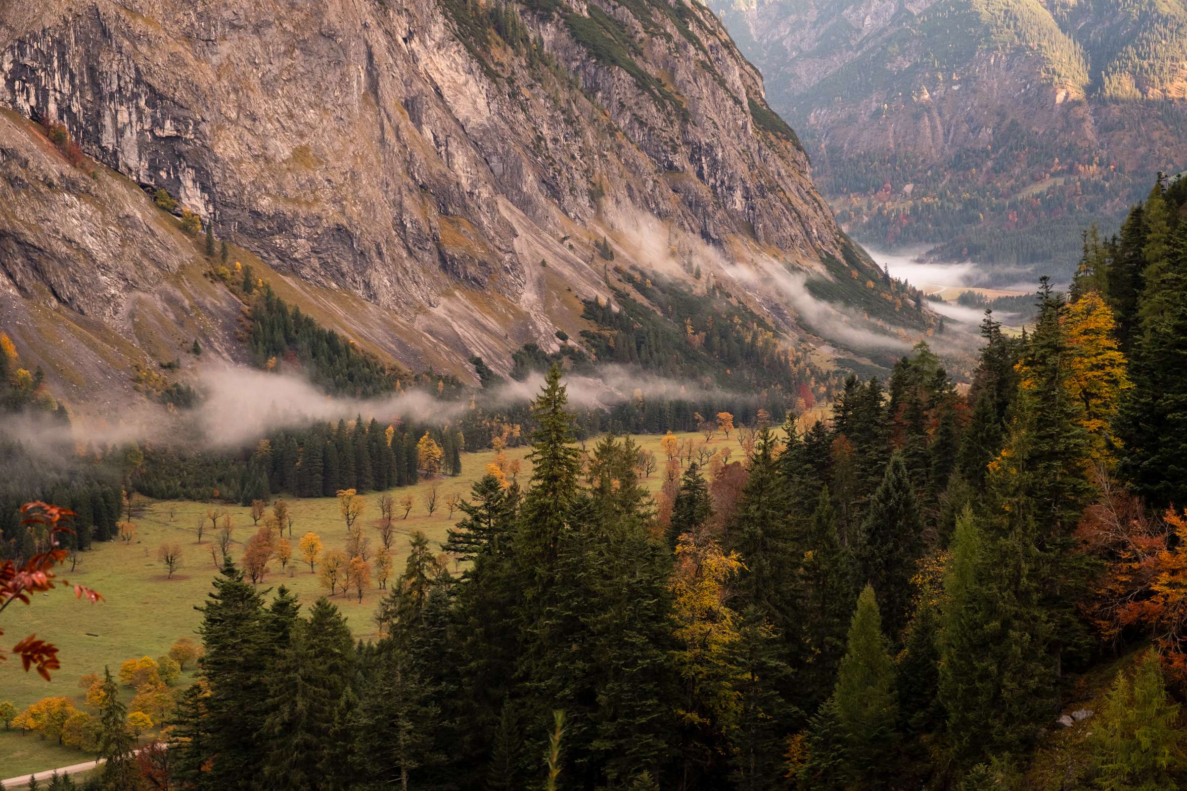 Morning mist floating through the Karwendel valley