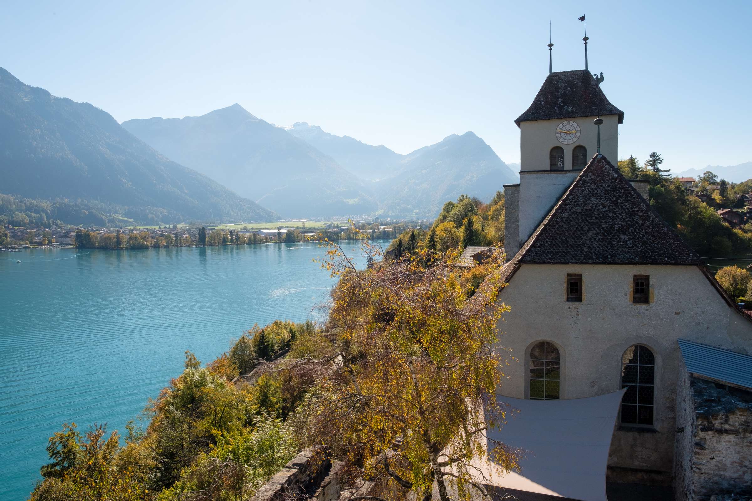 The view from Kirchgemeindehaus Ringgenberg over lake Brienz