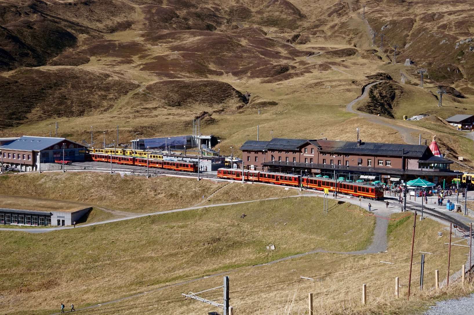 Kleine Scheidegg train station from a distance