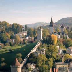 Looking over Lucerne castle in the morning