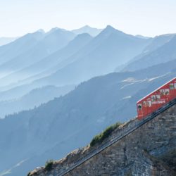 The Niesenbahn with mountain slopes in the background