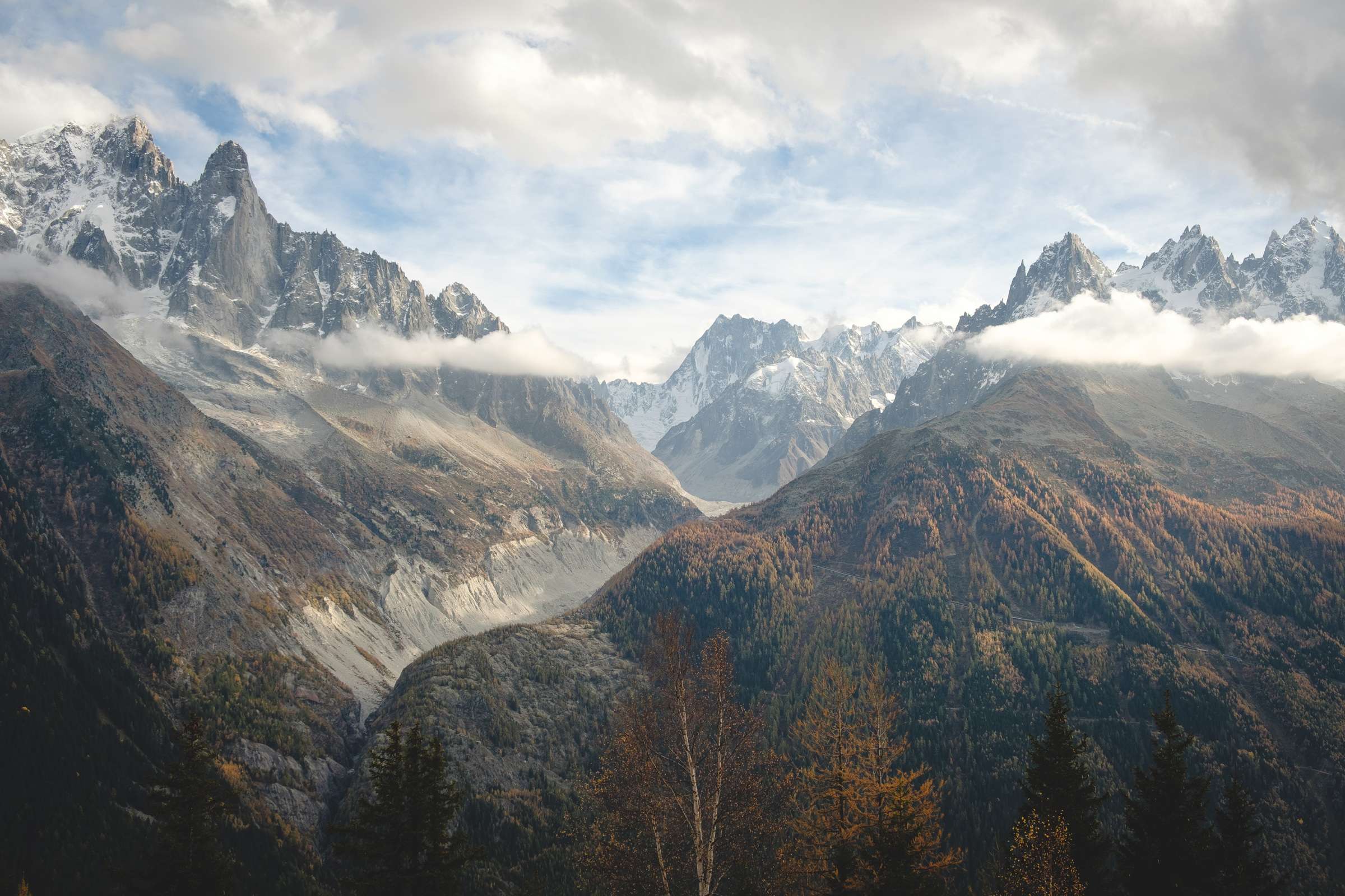 Blue skies over the Mont Blanc glacier