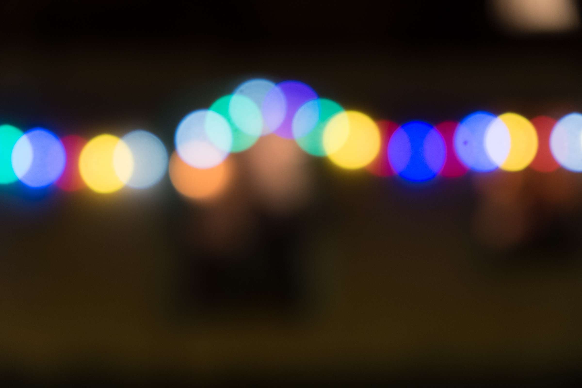 Out of focus lights from a restaurant