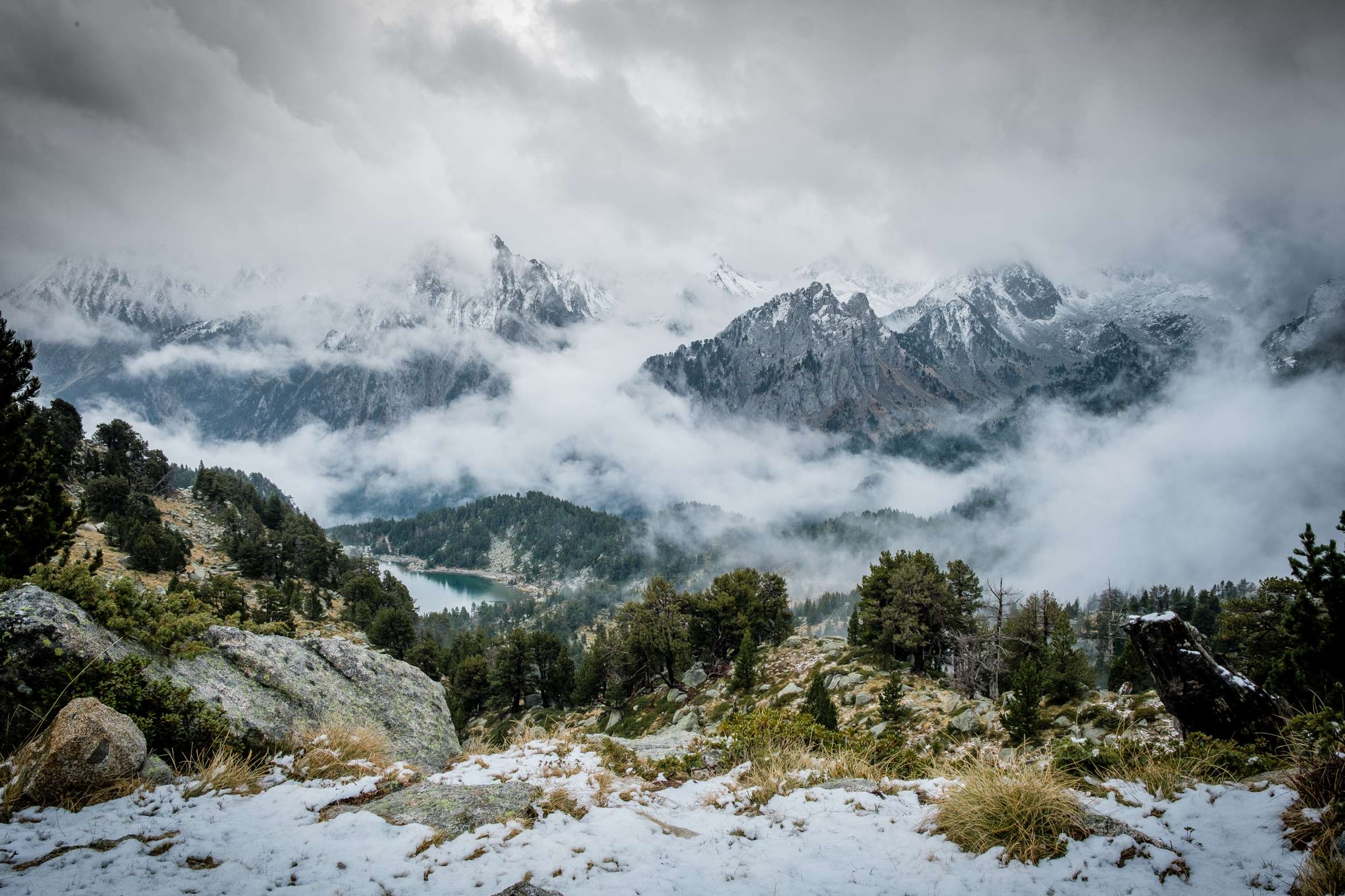 Panaromic views over Aigüestortes i Estany of Saint Maurici national park