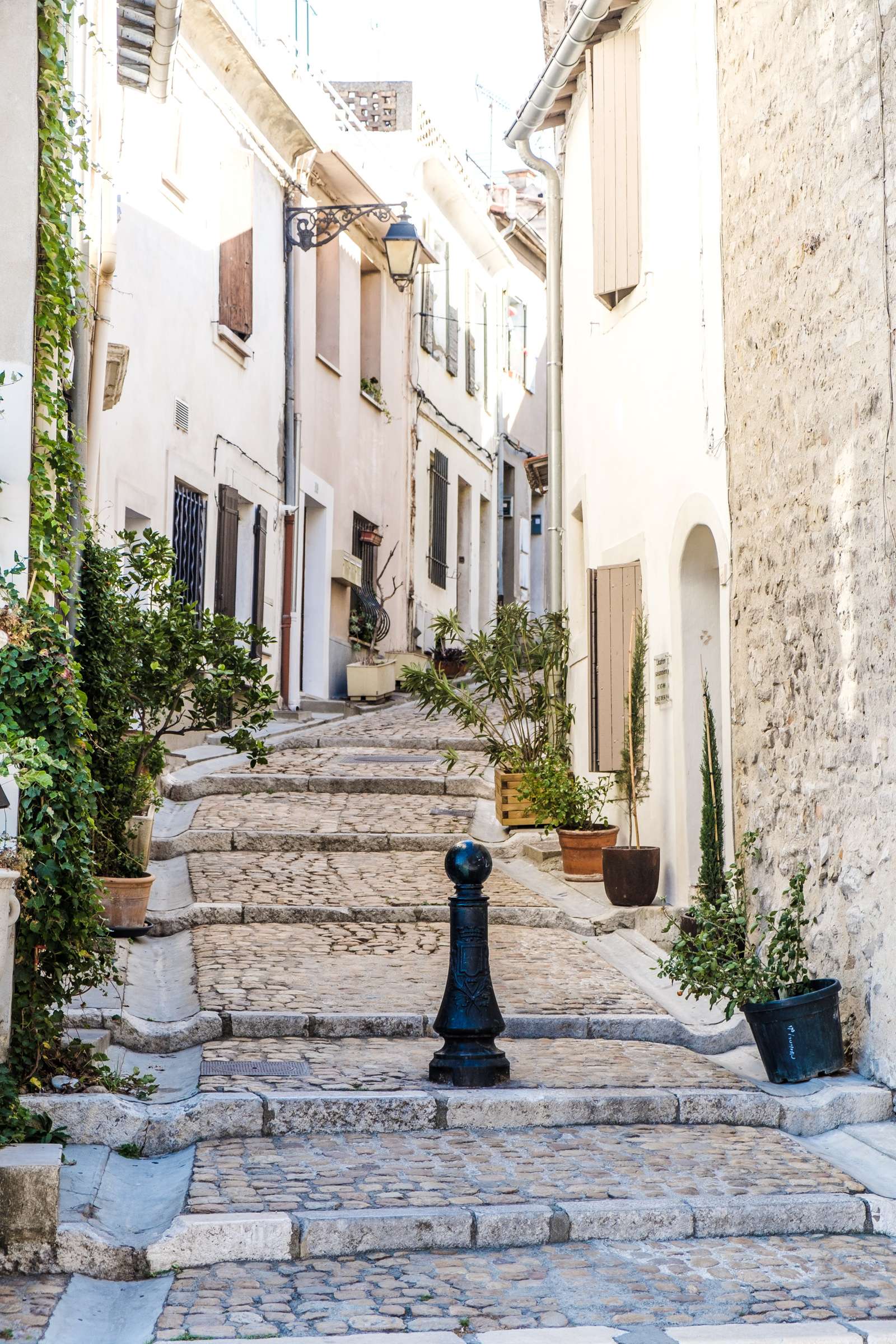 Winding cobbled street in Arles