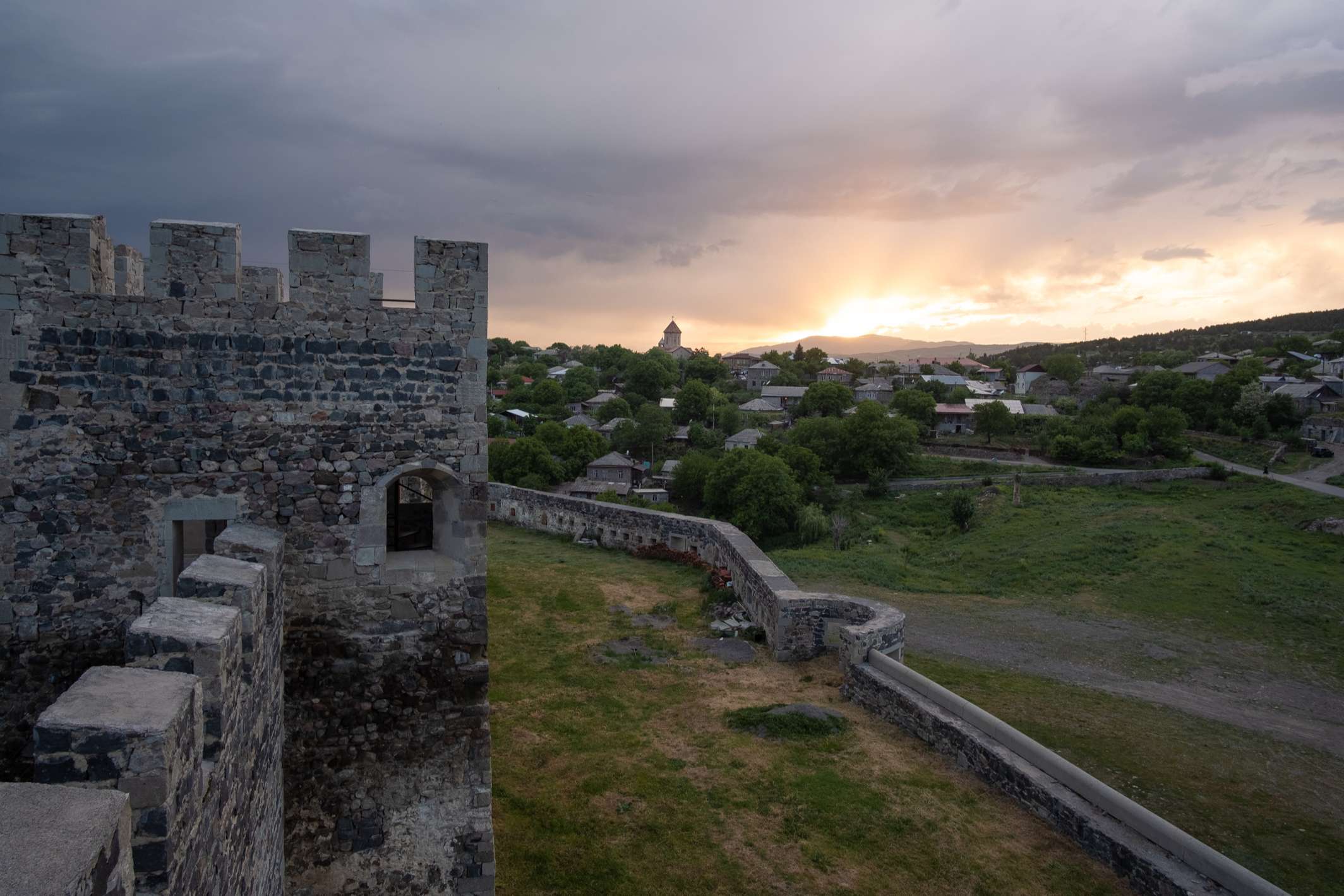 Outer walls of Rabati Castle, Akhaltsikhe, Samtskhe-Javakheti in the sunset