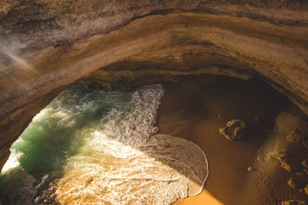 Afternoon light pouring Benagil Cave