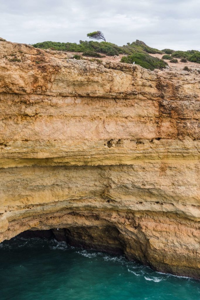 Caves in the cliffs of the Algarve coast