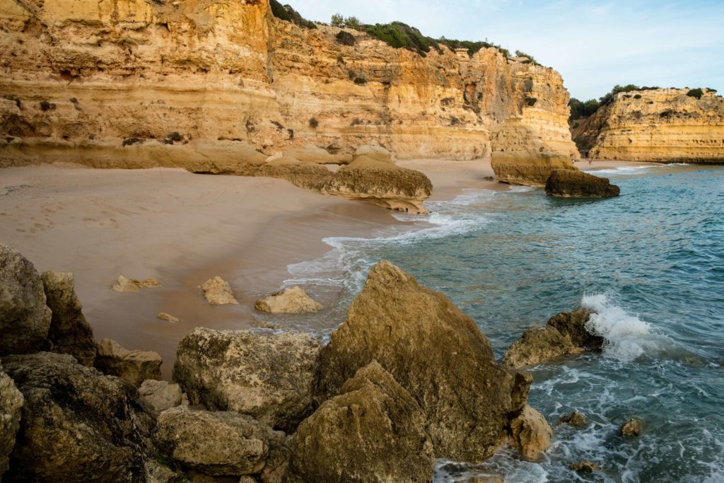 Empty beach at Praia da Marinha beach, Algarve, Portugal