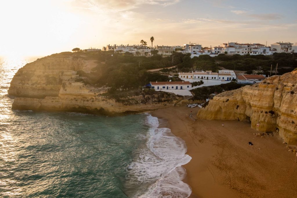 Sunset at Benagil beach from above