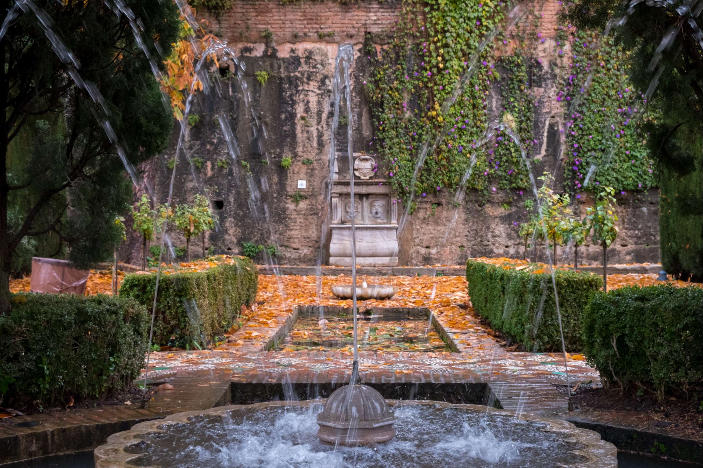 A fountain in the garden of Generalife, The Alhambra, Granada