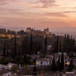 Burning sunset over The Alhambra, Granada