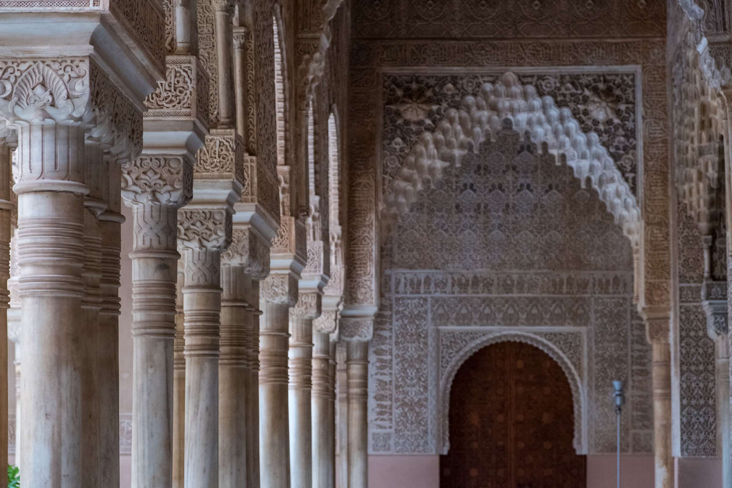 Stunning corridor in Nasrid Palace, The Alhambra, Granada