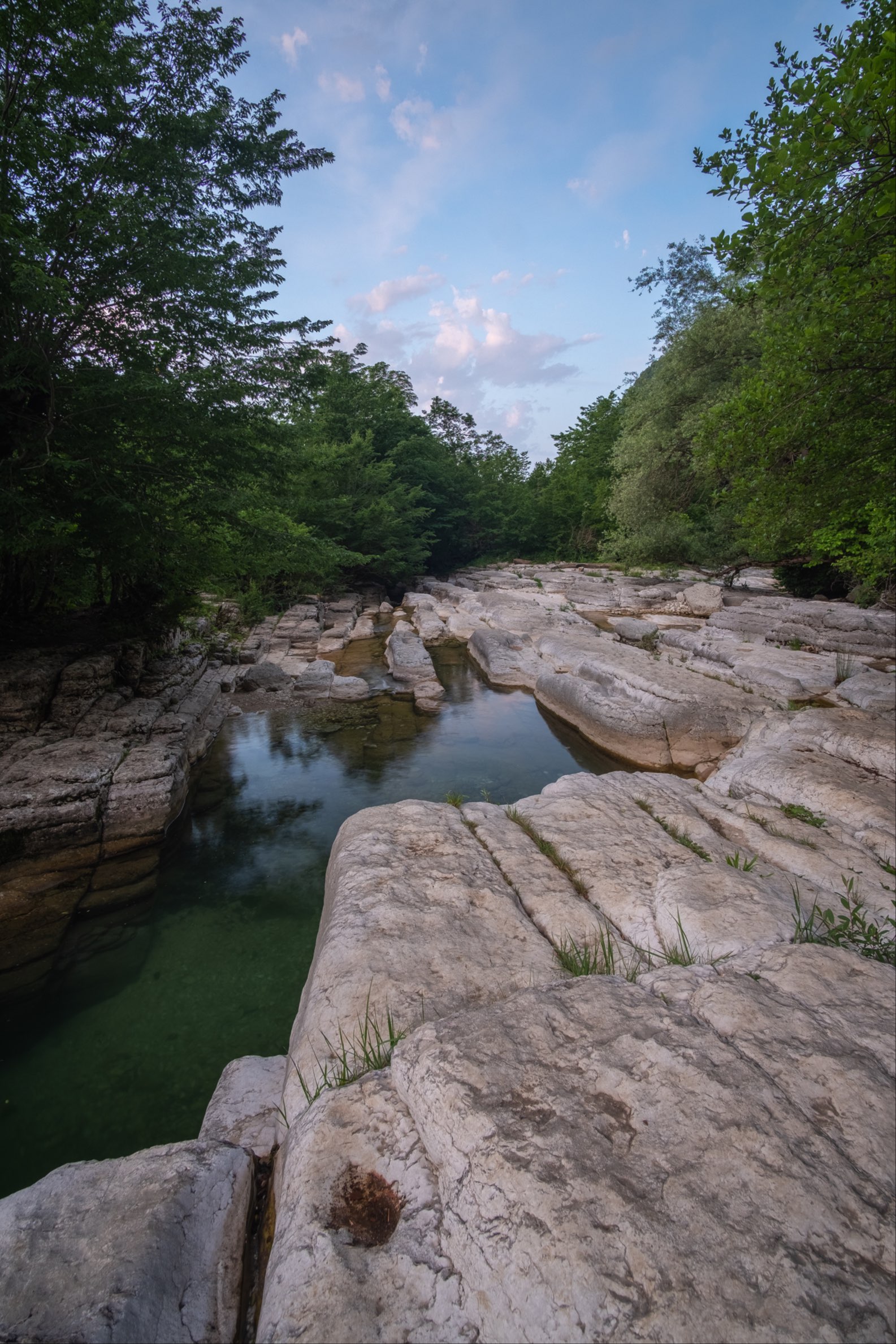 Kinchkha pools with strange square rock formations and pools of water