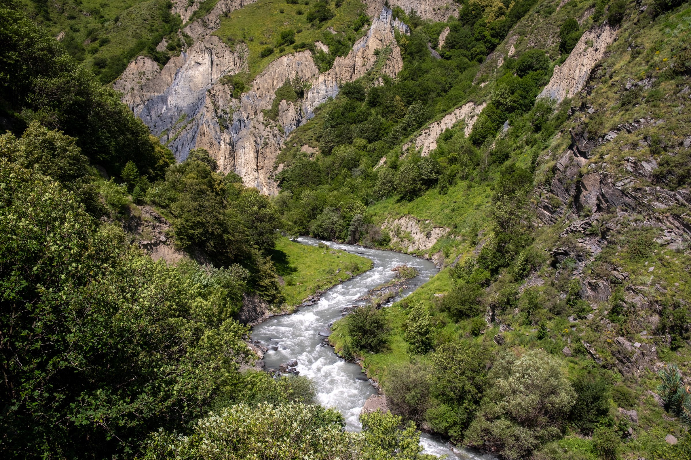 Arghuni river snaking through the deep gorge