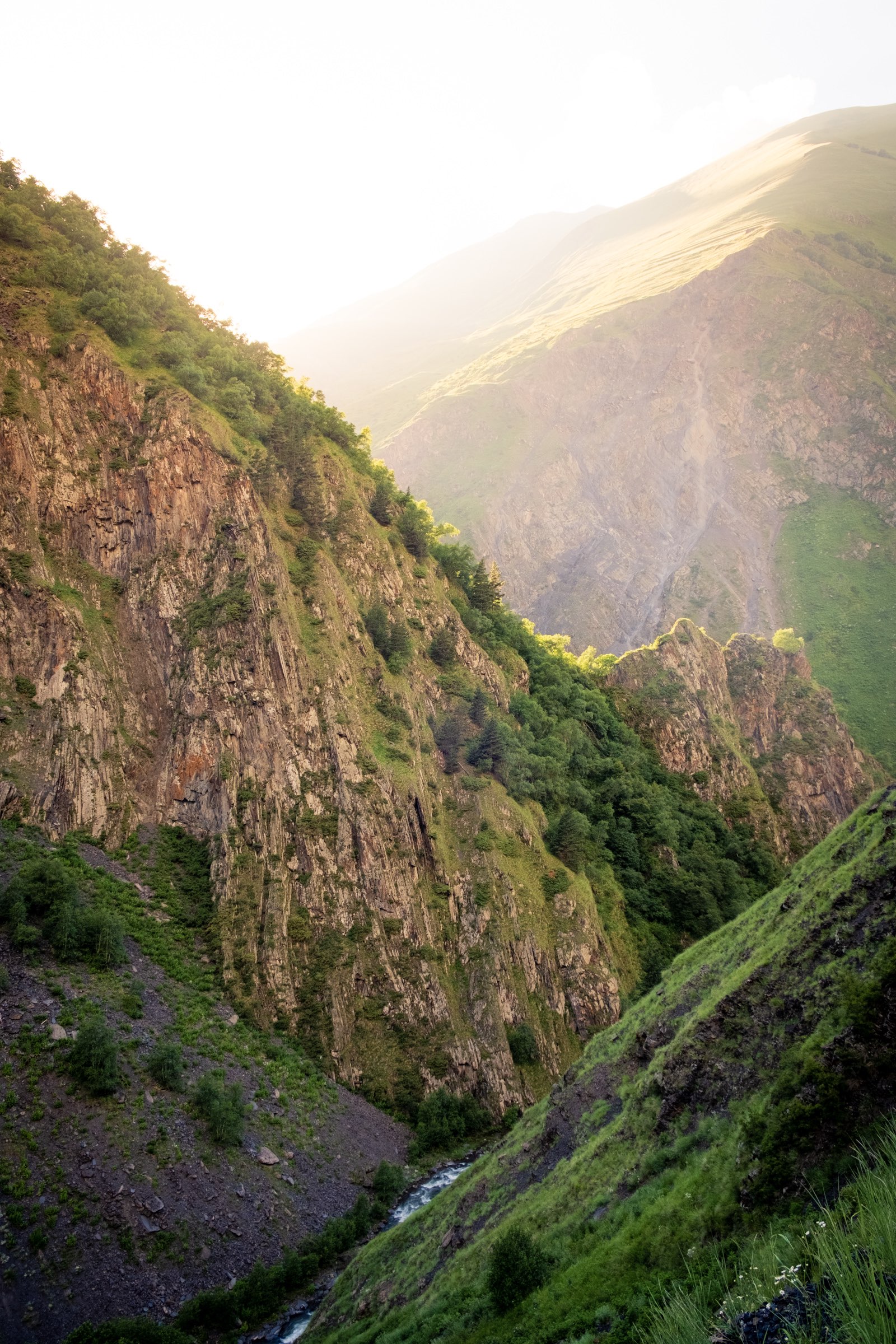 Treacherous Datvisjvari Pass, Khevsureti in golden afternoon light