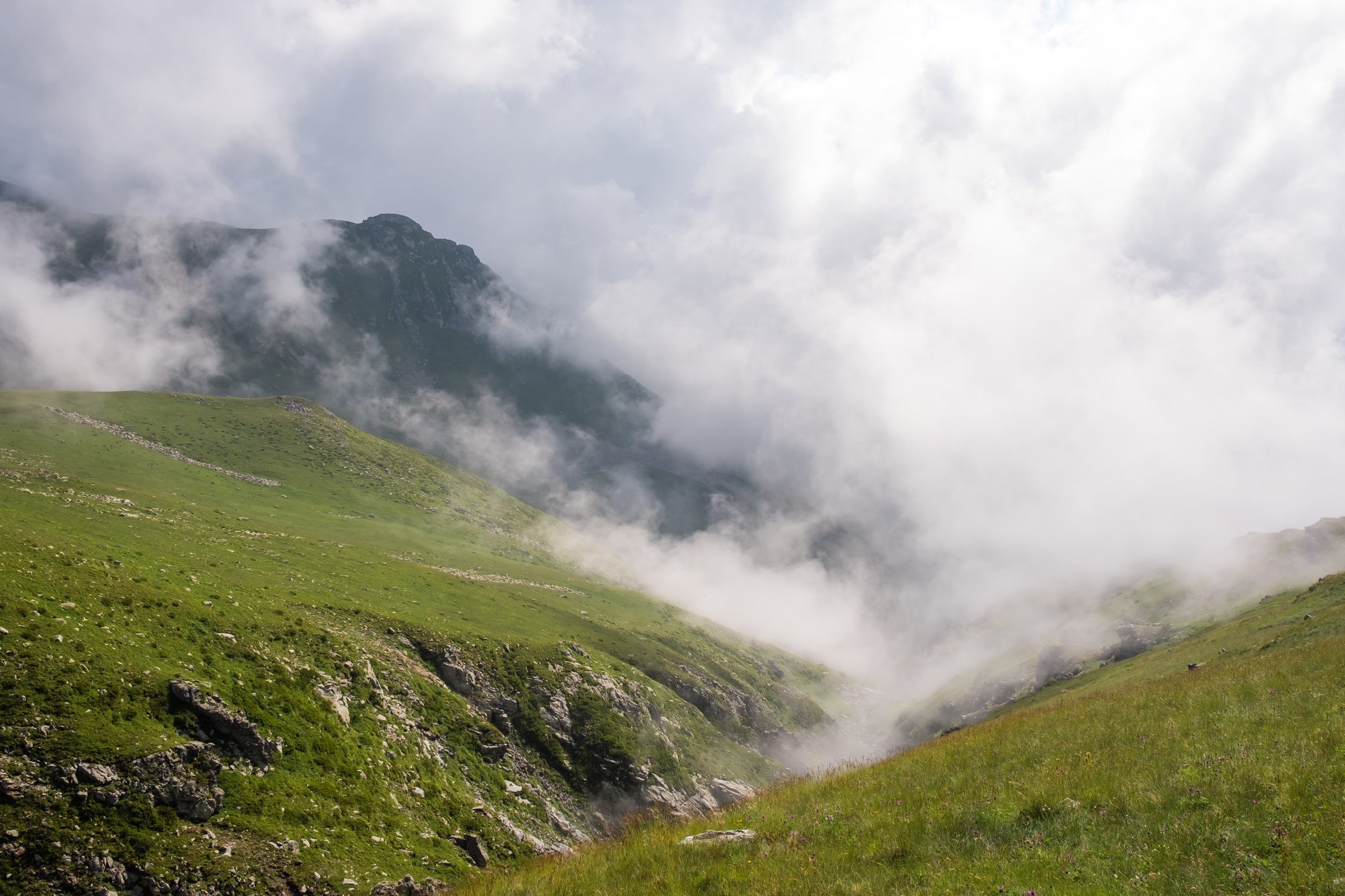Clouds and fog and mountains in Lagodekhi Protected Areas, Georgia