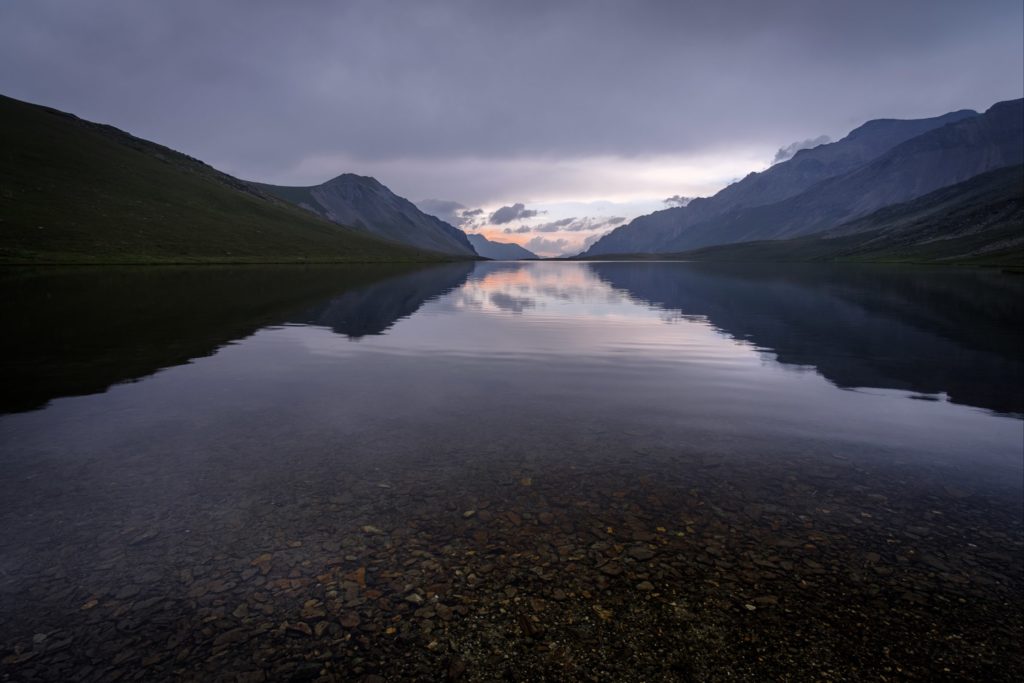 Stormy sunset at Black rock lake in Lagodekhi Protected Areas, Georgia