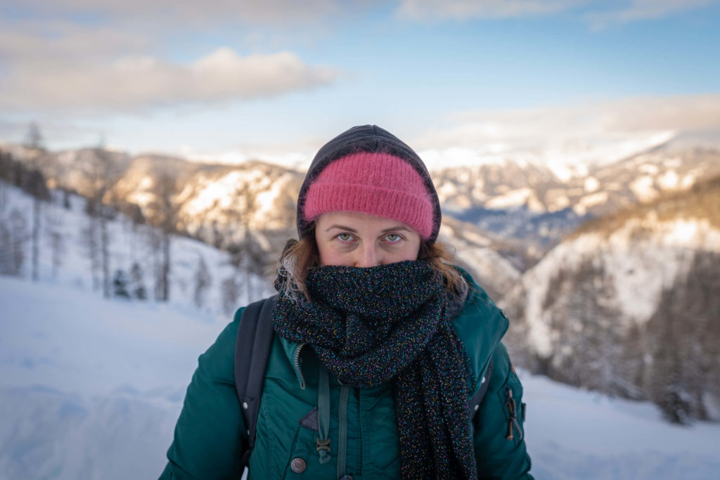 Caroline wrapped up in the winter landscape of Katschberg, Carinthia