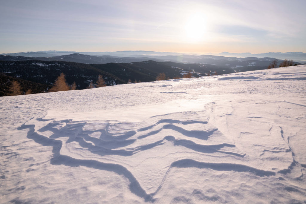 Early morning light and bizarre snow patterns at Hochrindl, Carinthia
