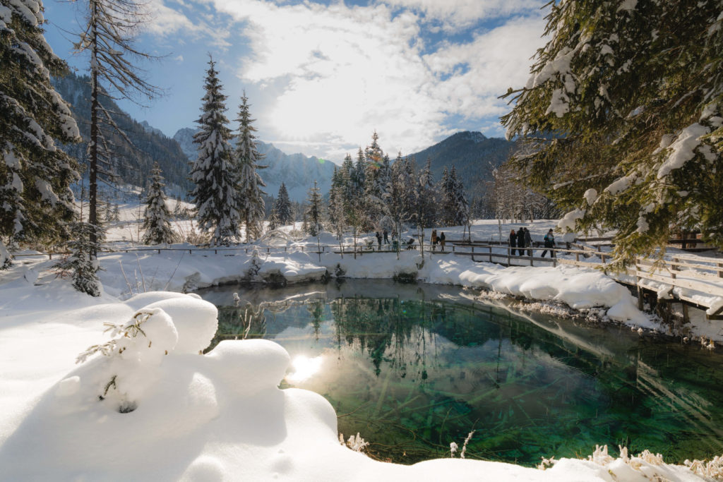 Lake Meerauge in the middle of winter covered in Snow, Bodental, Carinthia