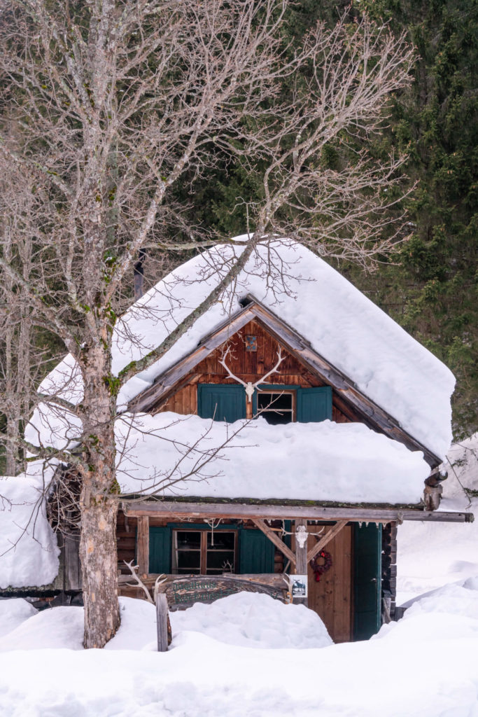 Stockerhütte covered in snow, Mallnitz, Carinthia