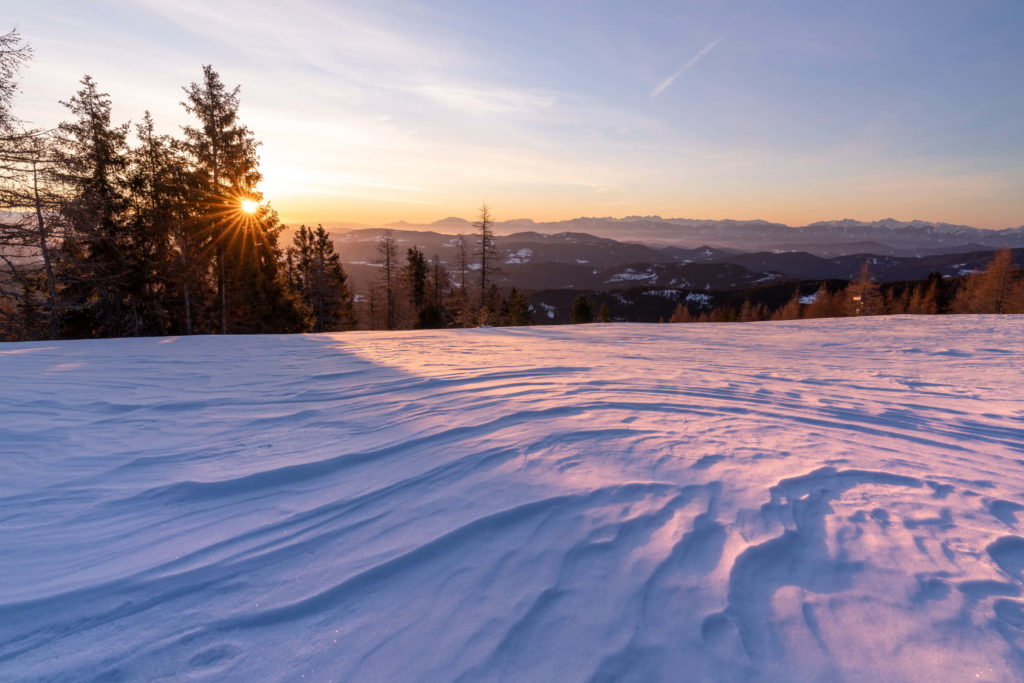 Sunrise with snow patterns at Hochrindl, Carinthia