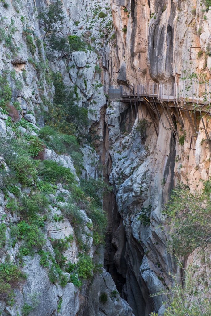 El Caminito del Rey pathway in tight gorge