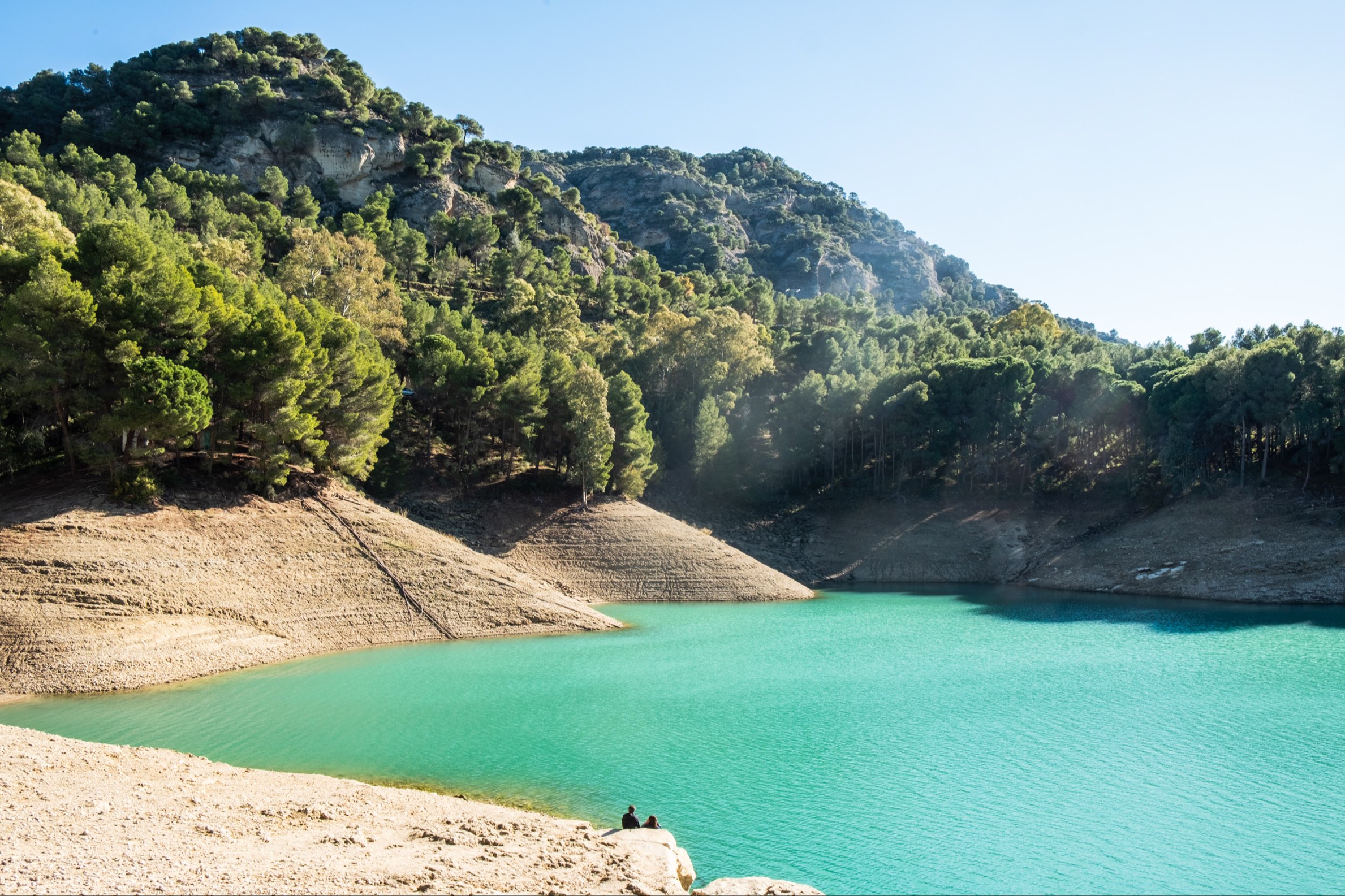 Guadalhorce reservoir with brilliant turquoise water