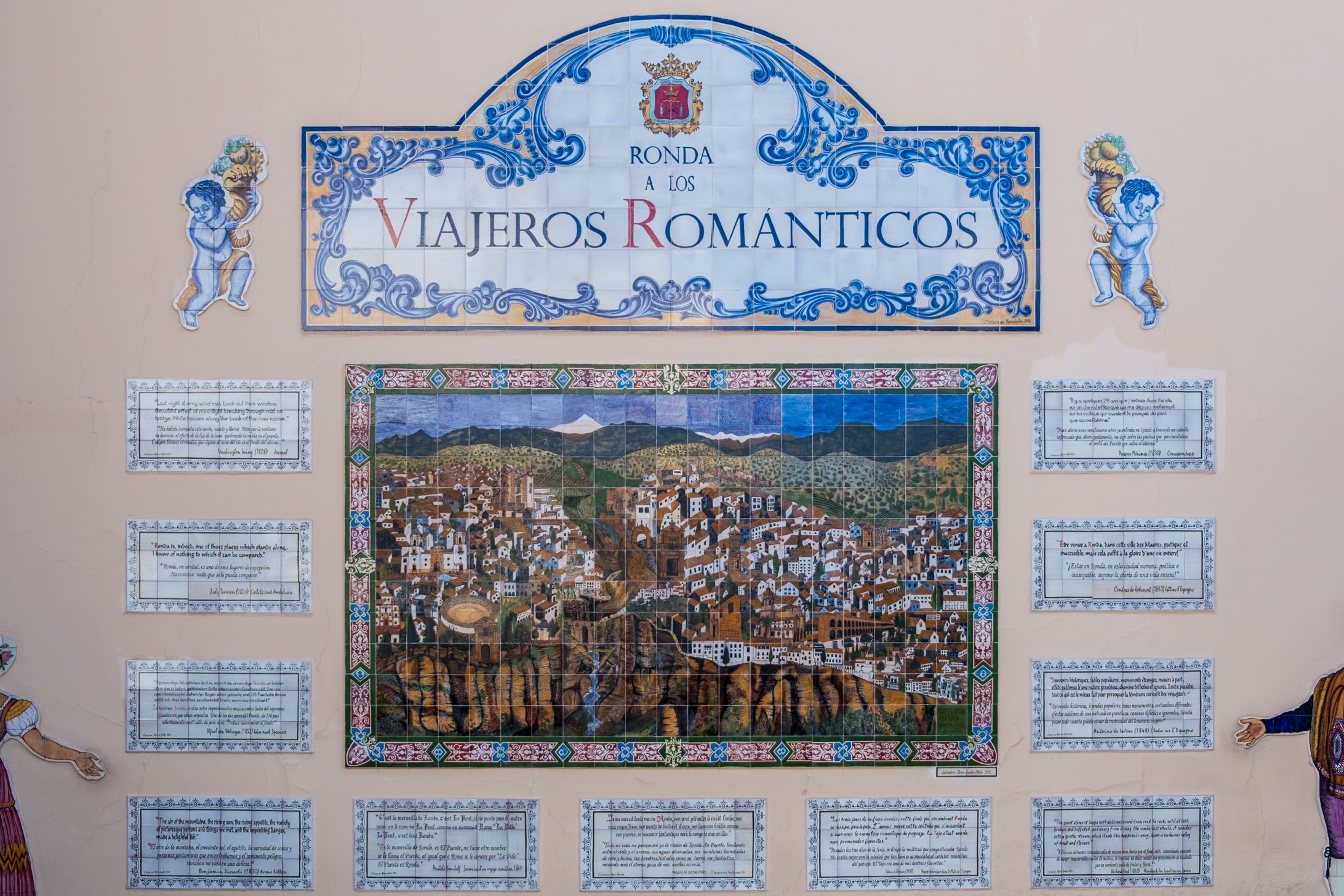 Tiled map of Ronda on a street wall