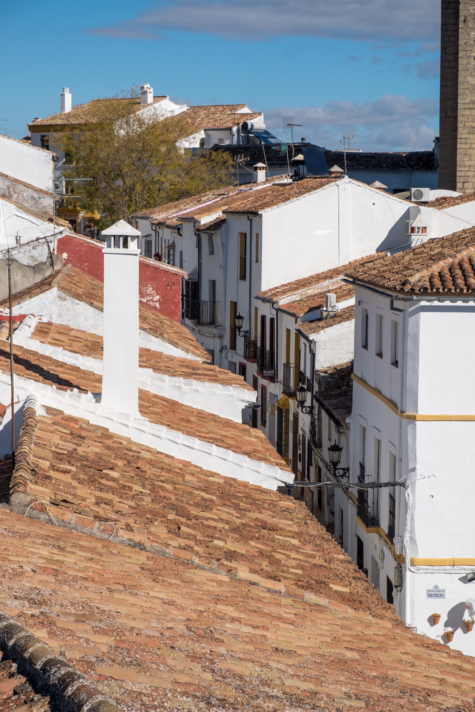 Whitewashed streets from above in Ronda