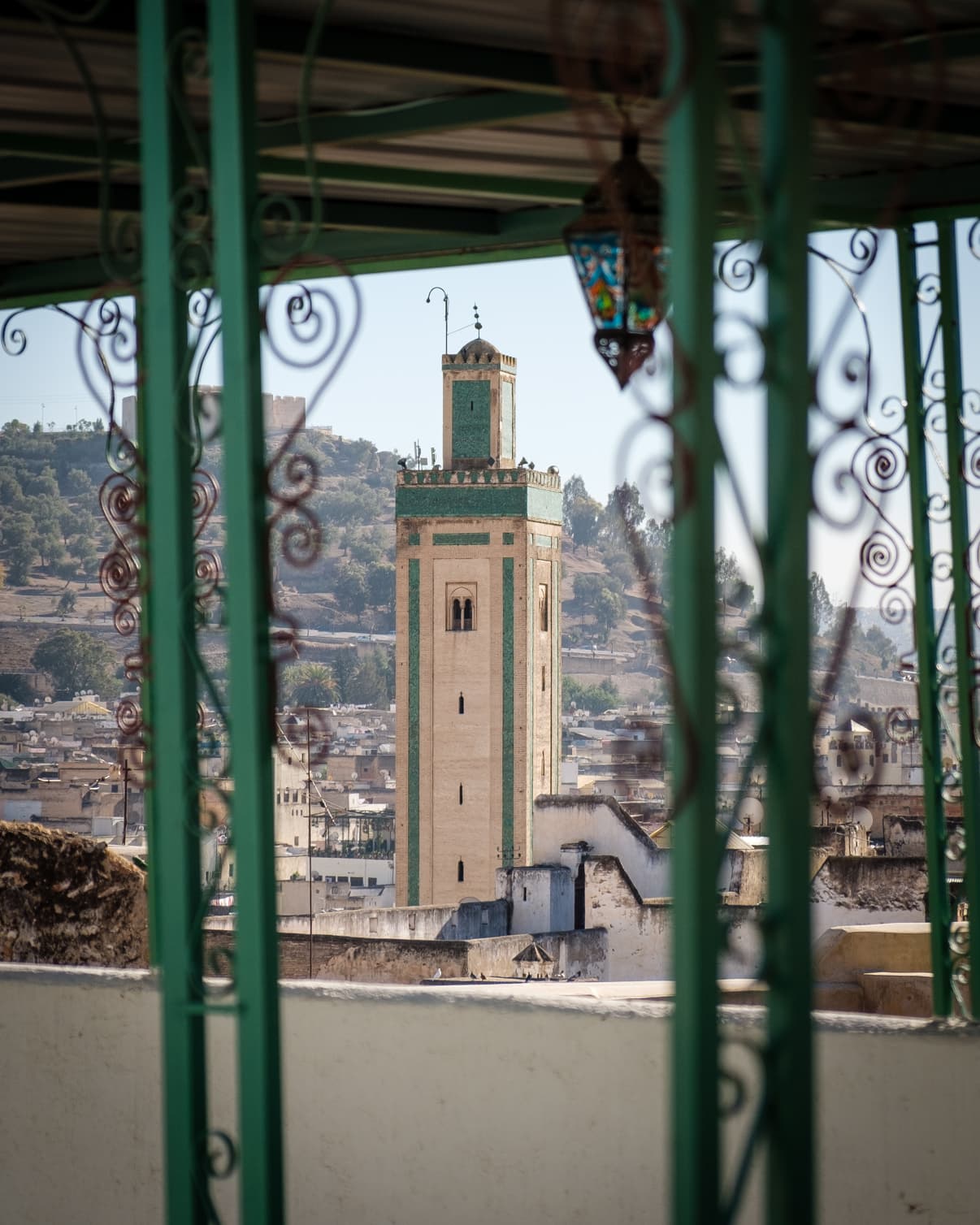 A minaret from a rooftop in Fez