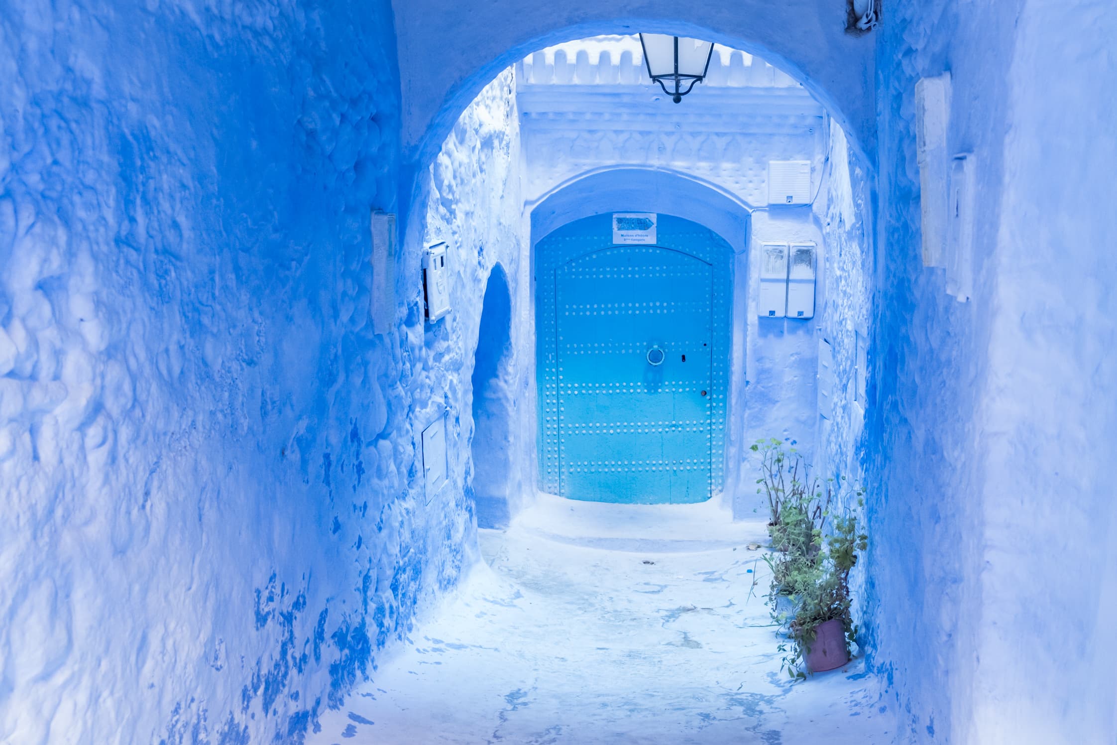 Blue side streets, doors and arches, Chefchaouen, Morocco