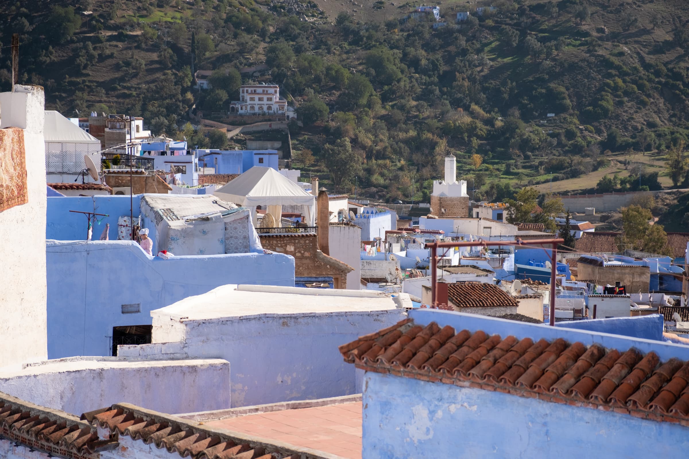 Over the rooftops of Chefchaouen, Morocco