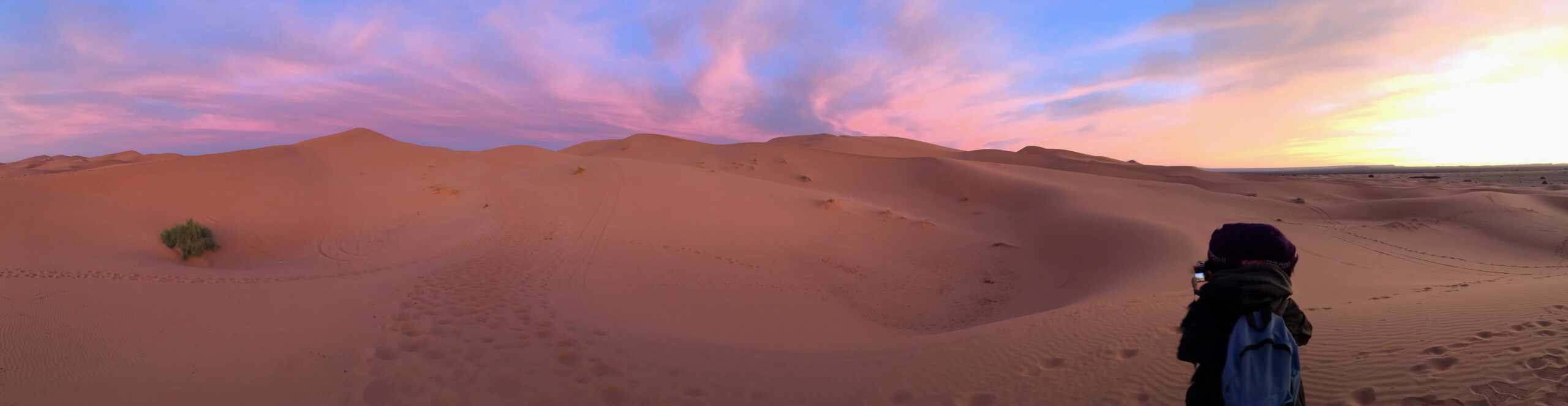 Sahara desert sunrise panorama with Aydin
