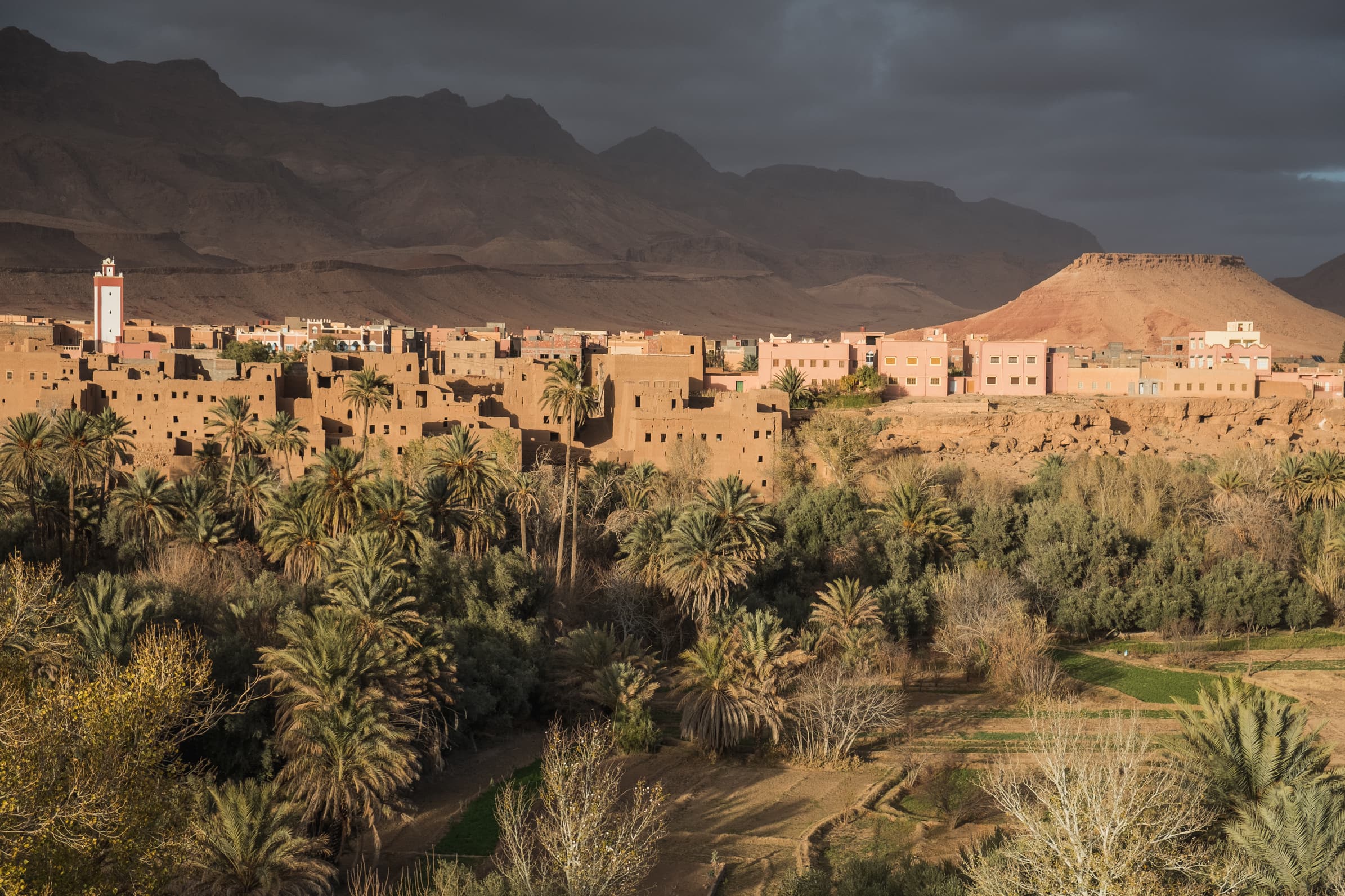 Storm brewing over Tinghir at the Atlas mountains, Morocco