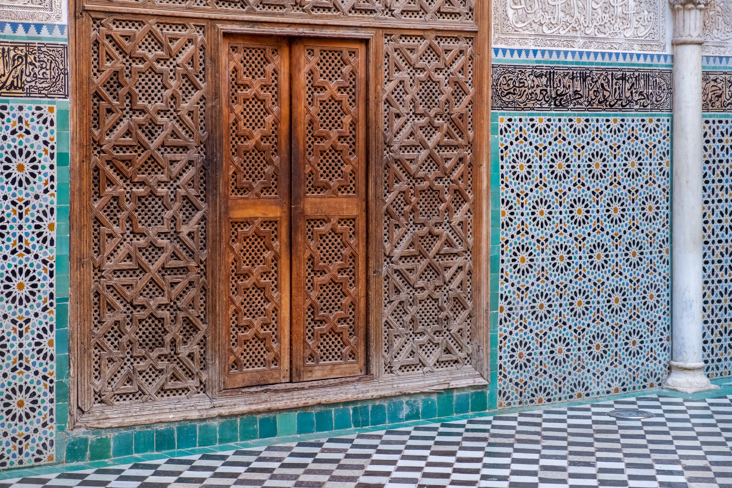 Doors and mosaics in University of al-Qarawiyyin, Fez